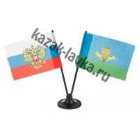 Флаг двойной сувенирный Россия с гербом + ВДВ