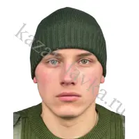 Армейская оливковая теплая шапка с отворотом