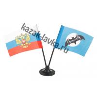 Флаг двойной сувенирный Россия с гербом + Спецназ ГРУ