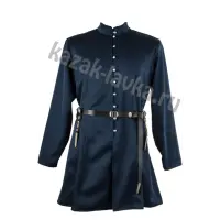 Бешмет традиционный, темно-синий на пуговицах габардин