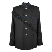 Китель казачий черный, стойка синяя вып. полушерсть