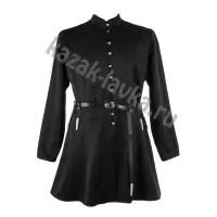 Бешмет традиционный, черный на пуговицах габардин