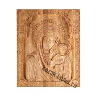 Казанская Богородица, икона резная деревянная 37х29 см.