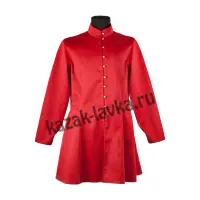 Бешмет традиционный, красный на пуговицах габардин