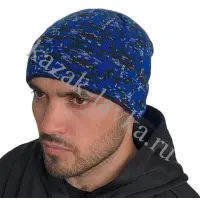 Мужская шапка темно-синяя с рисунком
