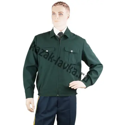 Куртка форменная на молнии, зеленая, габардин