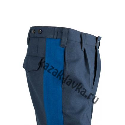 Брюки казачьи пш синие синий лампас_3