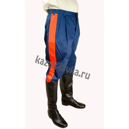 Брюки в сапоги синие красный лампас, смесовка