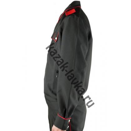 Куртка форменная на молнии черная с красным кантом габардин1