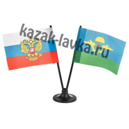 Флаг двойной сувенирный Россия с гербом ВДВ СССР