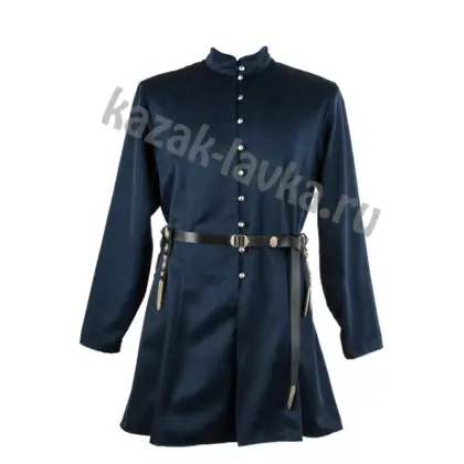 Бешмет традиционный темно синий на пуговицах смесовка