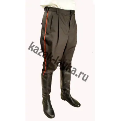 Брюки в сапоги черные красный кант, смесовка