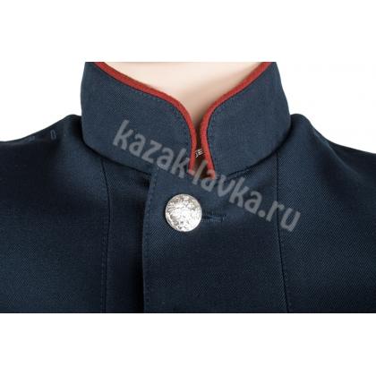 Китель казачий синий пш, воротник стойка, краповая выпушка_2