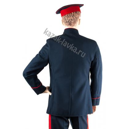 Китель казачий синий, стойка, красн. вып., габардин_2