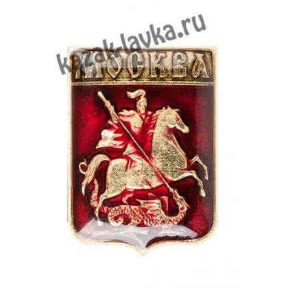 Герб Москвы, фрачник латунь заливка смола 14х18 мм