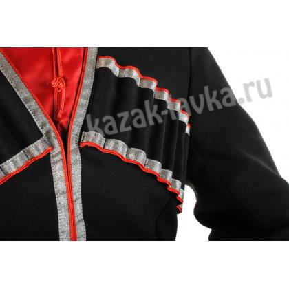 Черкеска черная с красной атласной отделкой, габардин_3