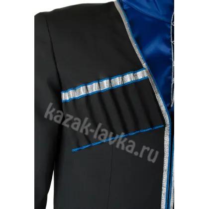 Черкеска черная с синей атласной отделкой, габардин_6